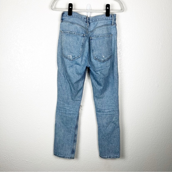 Agolde Riley High Rise Straight Crop in Blitz Distressed 100% Cotton Size 25 - Picture 5 of 6